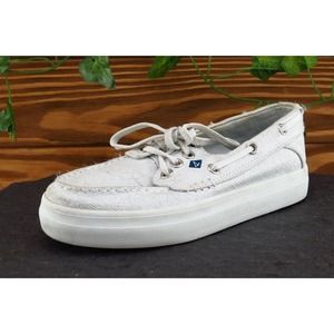 Sperry Top-Sider Toddler‎ Girls 12.5 Medium Silver Boat Shoe Fabric
